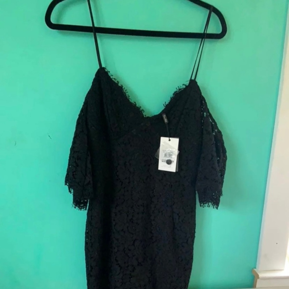 Bardot cold shoulder dress lace